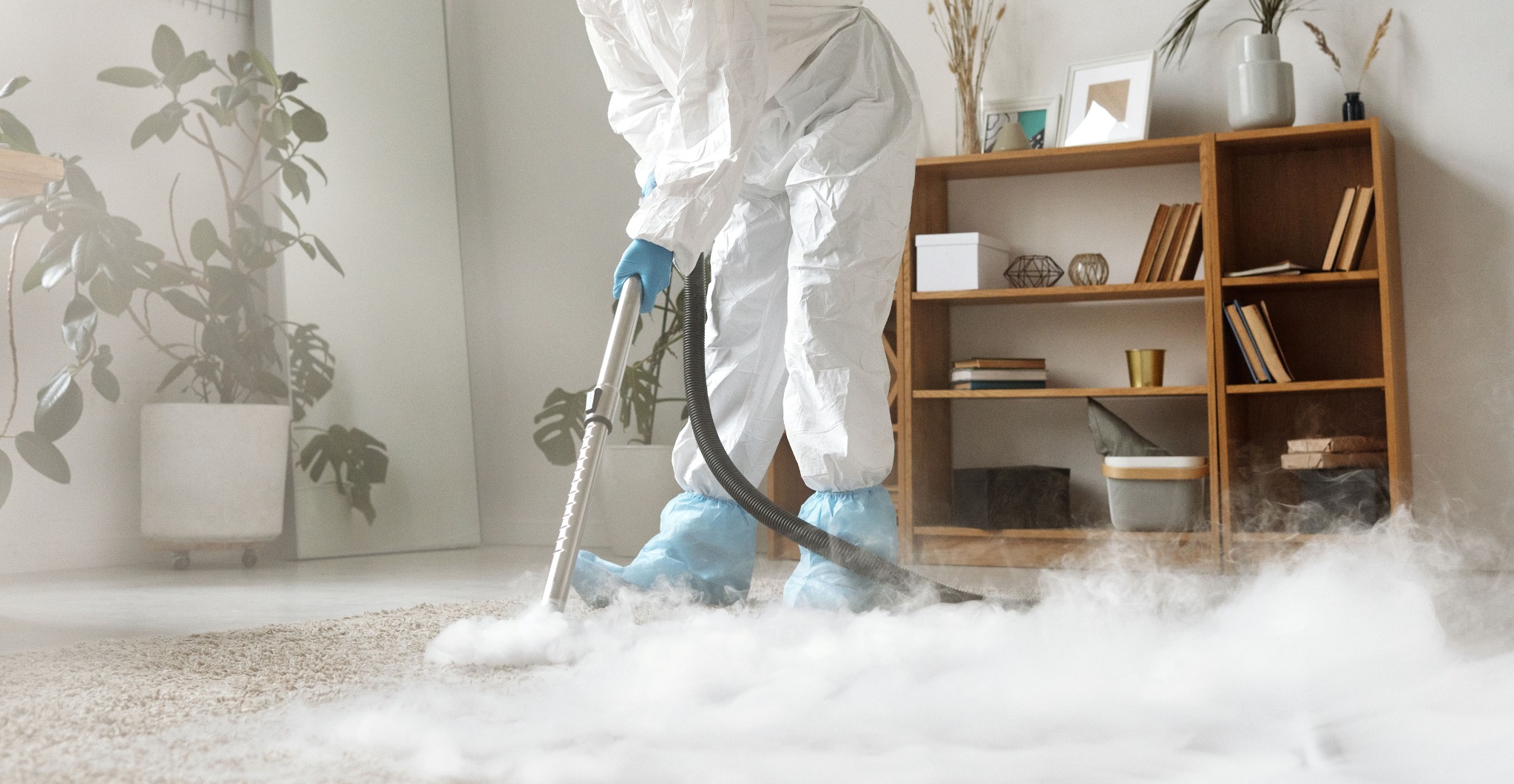 Professional cleaner working in a living space